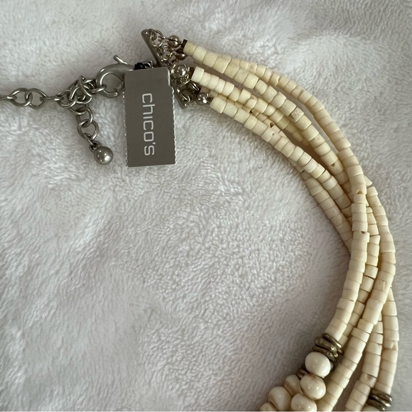Chico's Cream and Silver Elegant Necklace - Picture 3 of 3